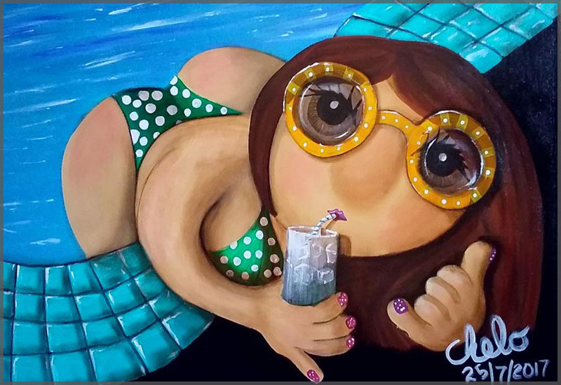 La Cachetona by artist Chelo Gonzalez, acrylic on canvas.