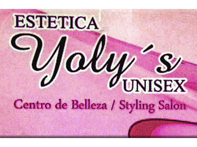 lavender colour business card estetica yoly's unisex in black lettering