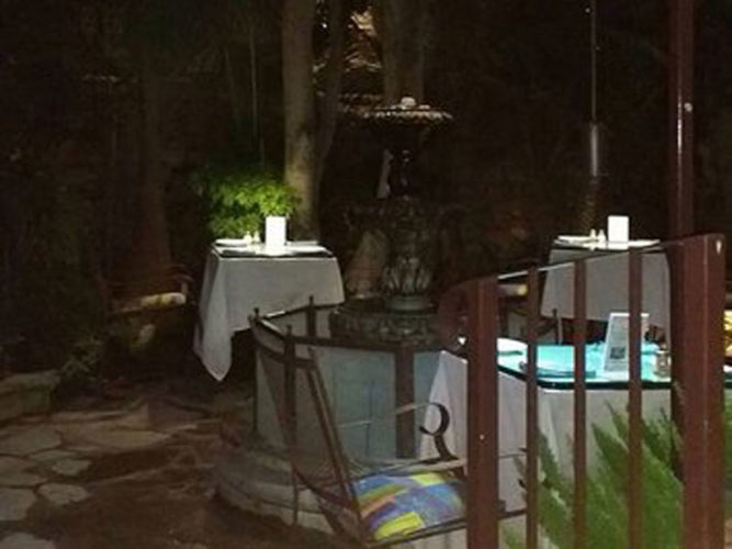 One of the many candle lite garden dining area of the Ajijic Restaurant, Go Bistro. 