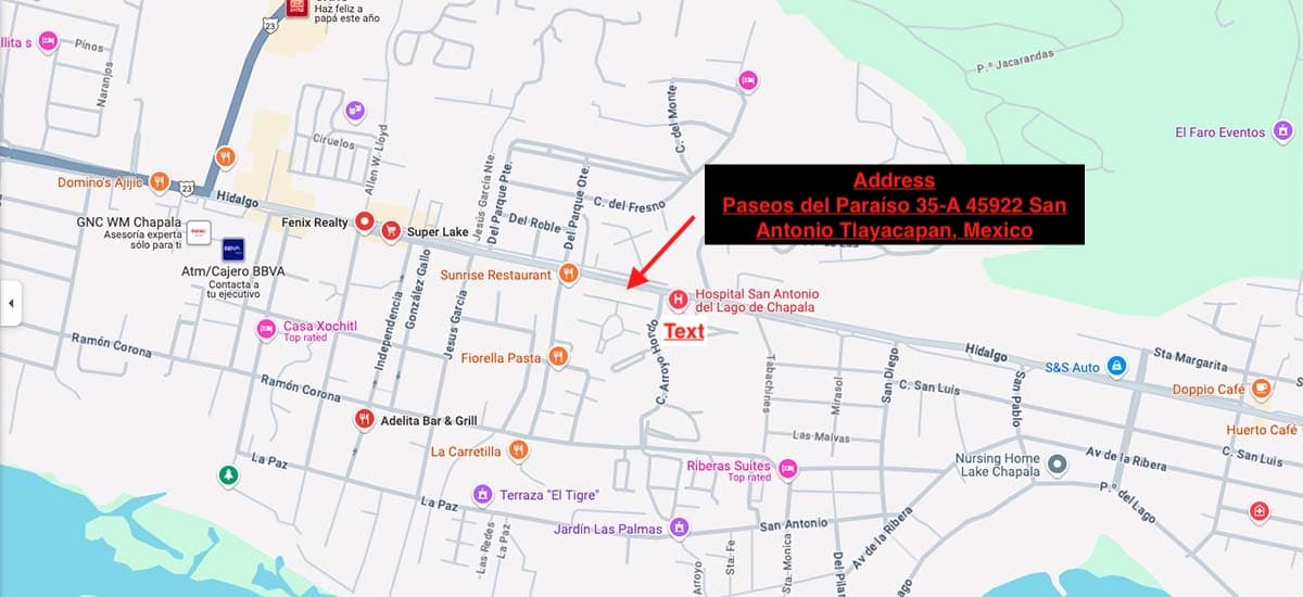Map location for Ajijic rental property casa paraiso.